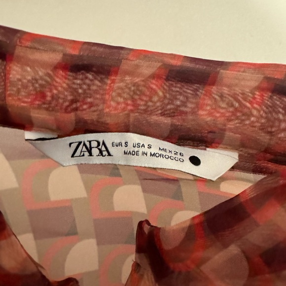 Zara Printed Organza Blouse Small - Picture 8 of 10